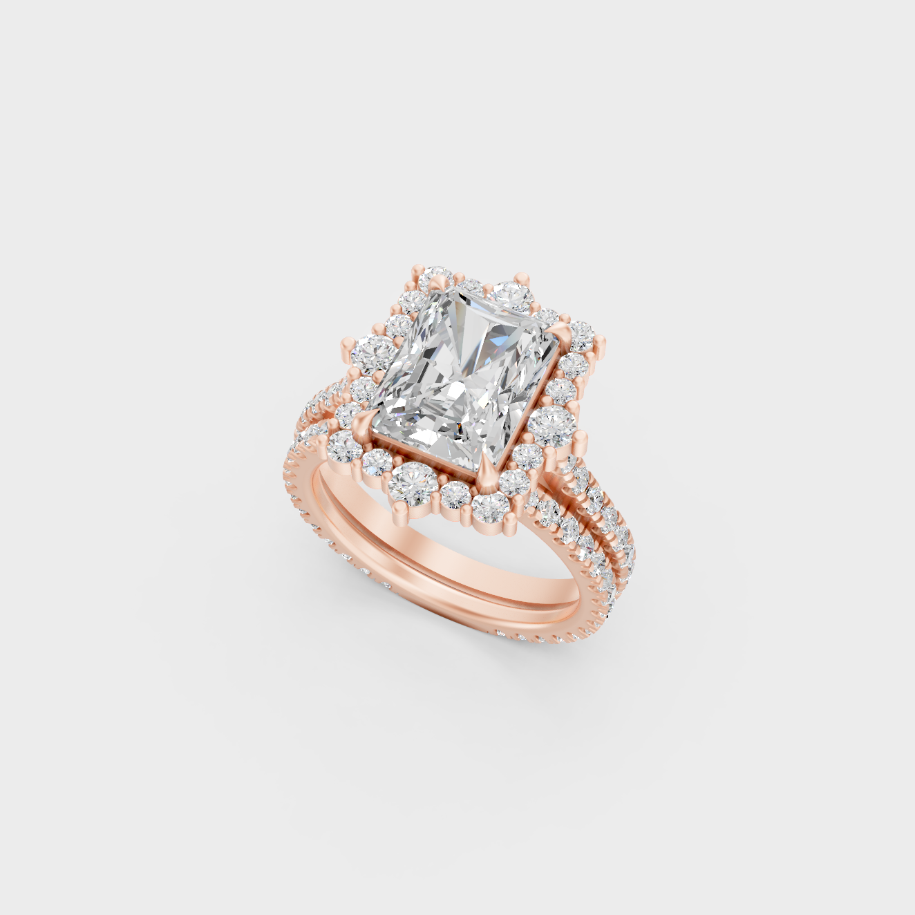 Contemporary Lab Diamond Ring Set In Rose Gold